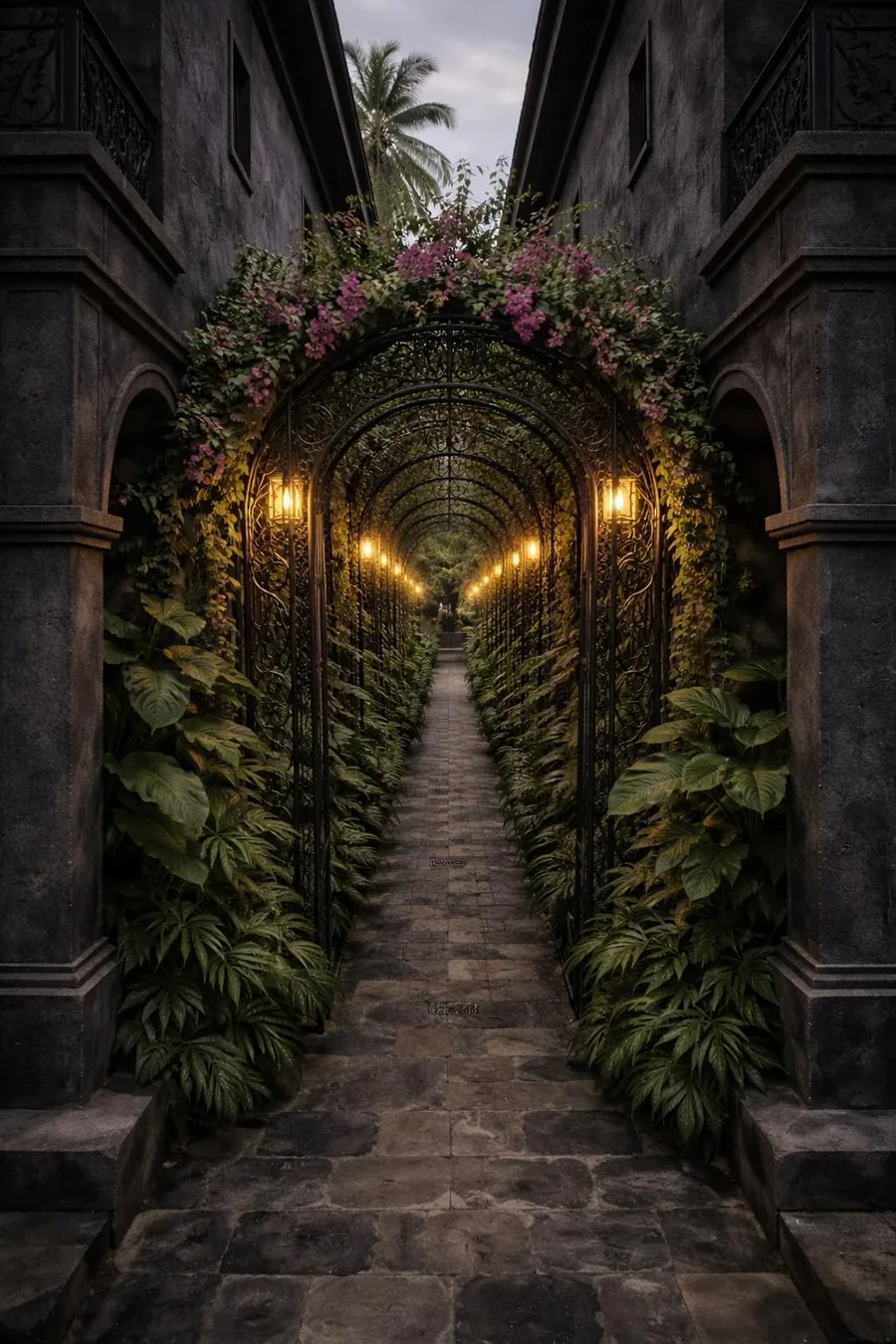 Colonial corridor at The Ubud boutique hotel, Ubud, Bali